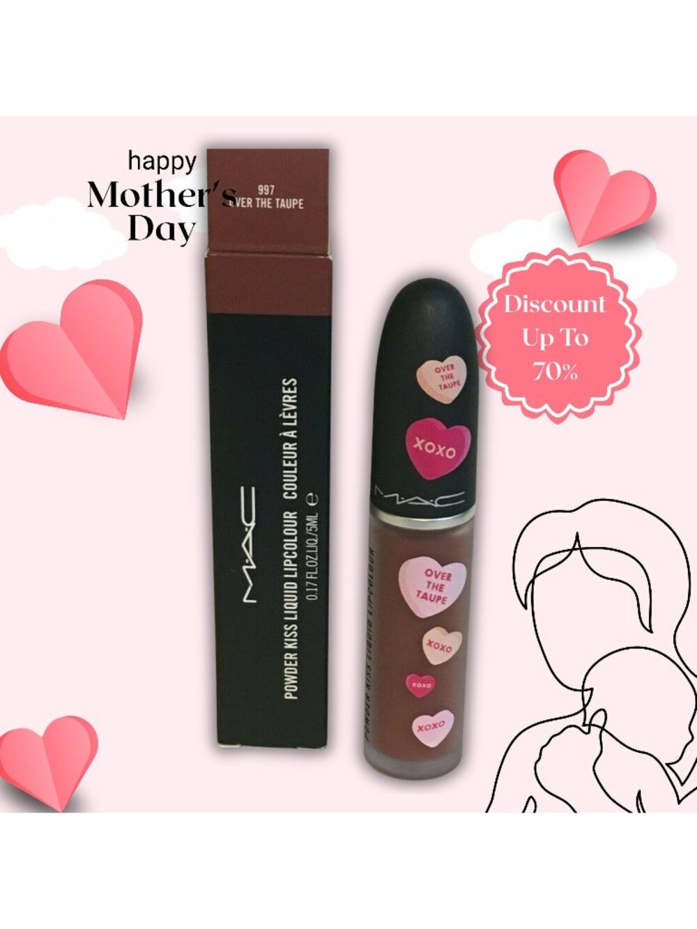 MAC Powder kiss Liquid Lip Color Over the Taupe - 0.17 Oz
